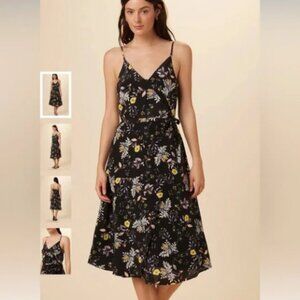 Amour Vert Varden Washable Silk Black Floral Dress